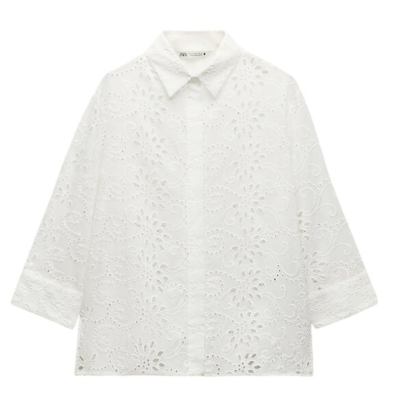 Zara ZW Collection Embroidered Poplin Shirt - Picture 2 of 9